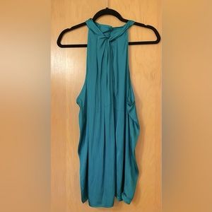 Stunning Silky Sleeveless Blouse with buttons at neckline in Emerald Green